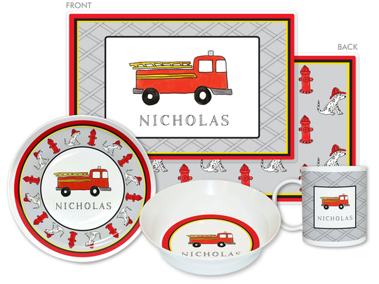 Firetruck 4-Piece Dinnerware Set
